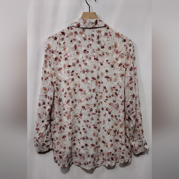 Fred David Floral Textured Button-Up Shirt Women's M White Red Cottagecore - Picture 5 of 9